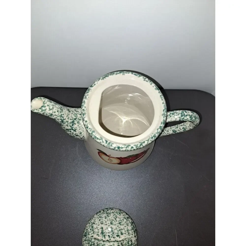Apples & Green Spongeware - Stoneware Coffee Pot by Tender Heart